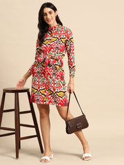 Front tie up shirt dress