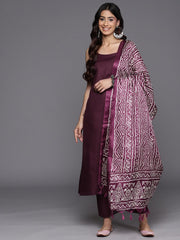 Women Strap Kurta Paired With Tonal Bottom And Printed Dupatta