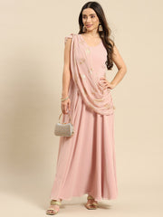 Long flare dress with dupatta drape