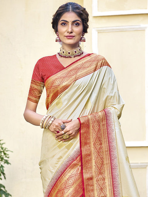 Silk Cream Chitragandha Silk Saree