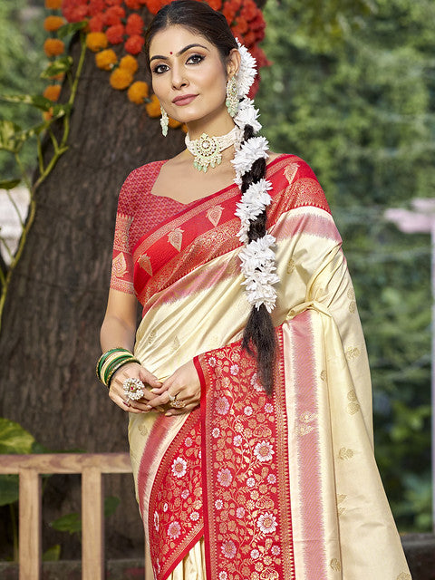 Silk Cream Pratima Silk Saree