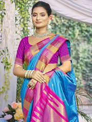 Silk Sky Blue Divya Prabha Silk Saree