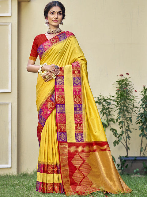 Silk Yellow Chhavi Silk Saree