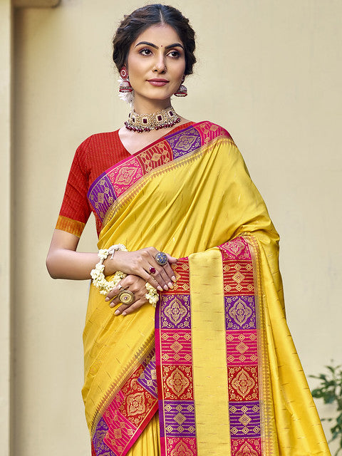 Silk Yellow Chhavi Silk Saree