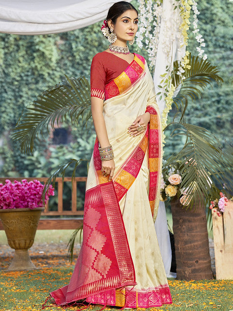 Silk Cream Ralempire Silk Saree