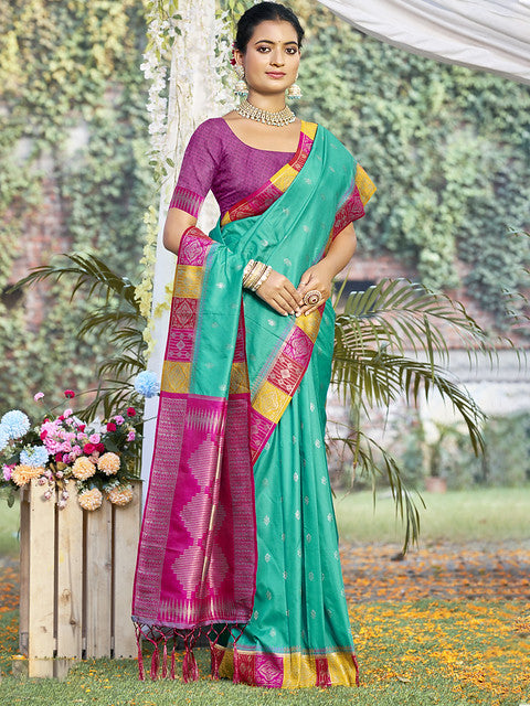 Silk Teal Green Ralempire Silk Saree