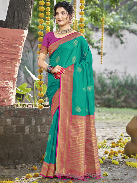 Silk Teal Green Nirmala Silk Saree