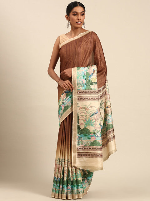 Cotton Brown Vantara Saree