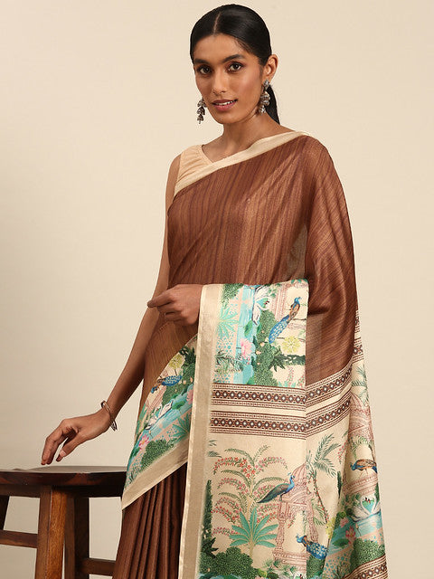 Cotton Brown Vantara Saree