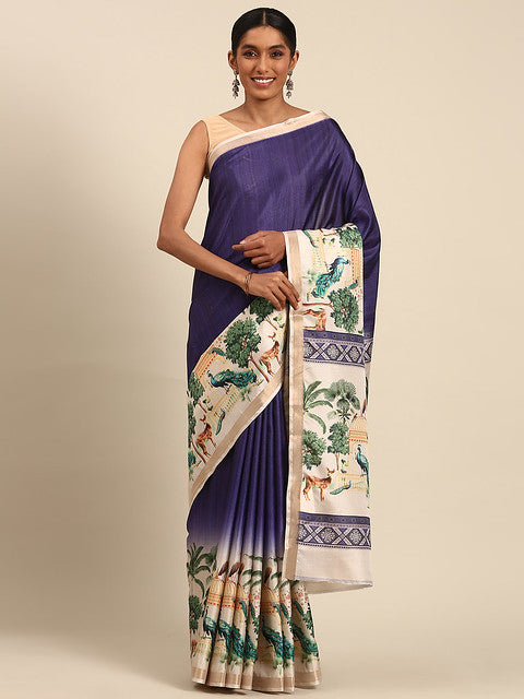 Cotton Royal Blue Vantara Saree