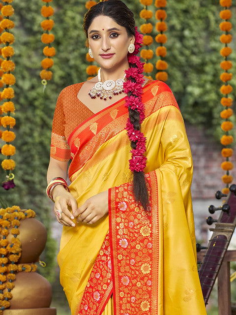 Silk Yellow Pratima Silk Saree