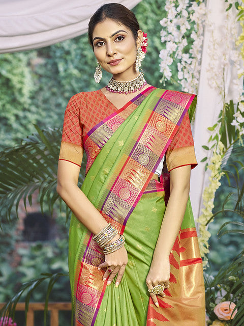 Silk Light Green Divya Prabha Silk Saree