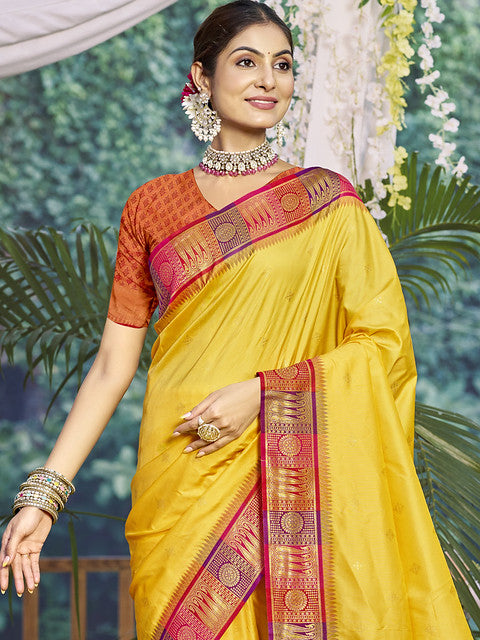 Silk Yellow Divya Prabha Silk Saree