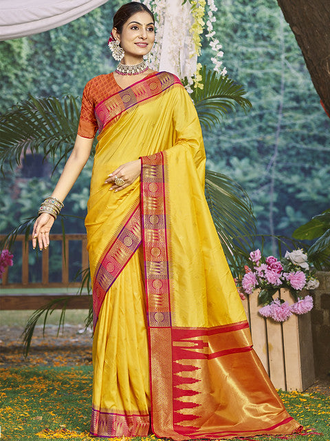 Silk Yellow Divya Prabha Silk Saree