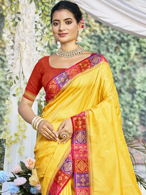 Silk Yellow Ralempire Silk Saree