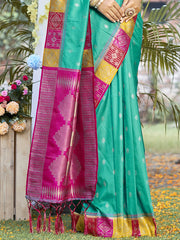 Silk Teal Green Ralempire Silk Saree