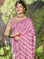 Linen Purple Silver Linen Cotton Saree