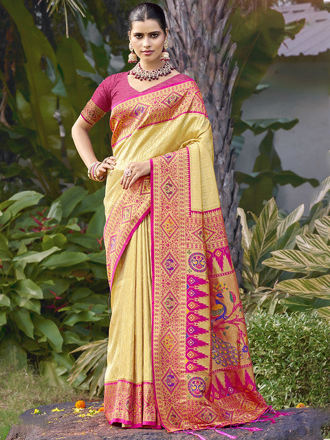 Silk Cream Kartika Silk Saree