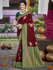 Silk Maroon Antique Silk Saree