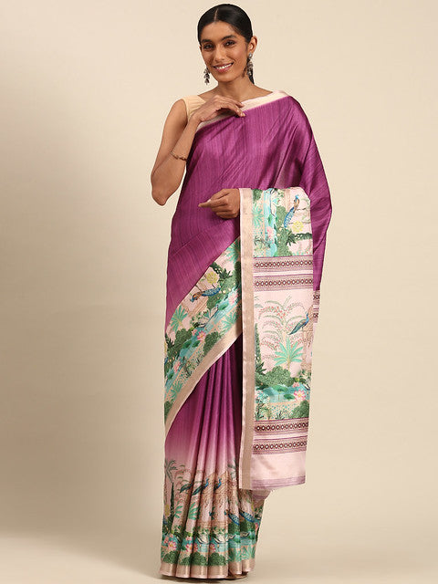 Cotton Purple Vantara Saree