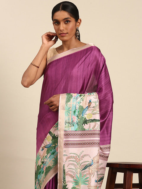 Cotton Purple Vantara Saree