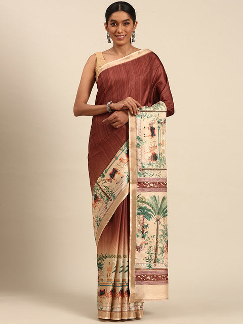 Cotton Brown Vantara Saree