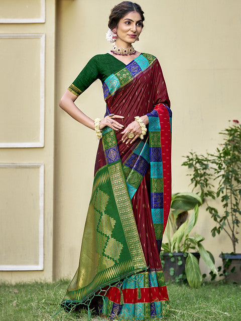 Silk Maroon Chhavi Silk Saree