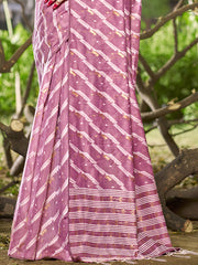 Linen Purple Silver Linen Cotton Saree