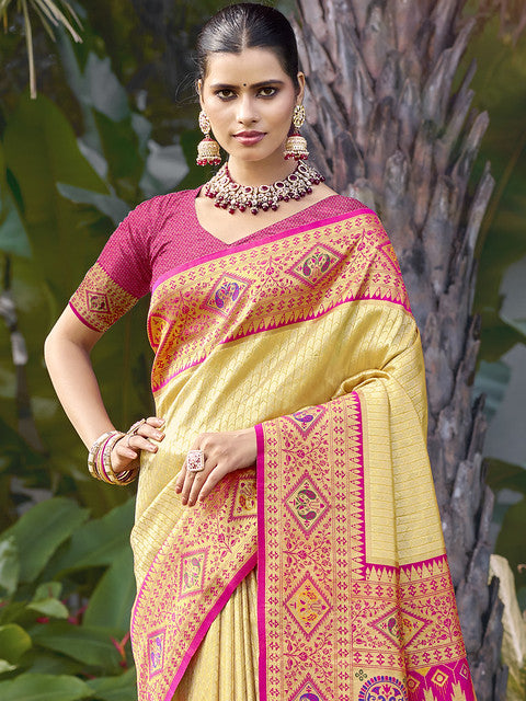 Silk Cream Kartika Silk Saree