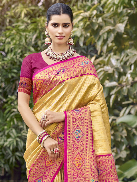 Silk Beige Kartika Silk Saree