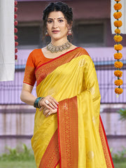 Silk Yellow Antique Silk Saree