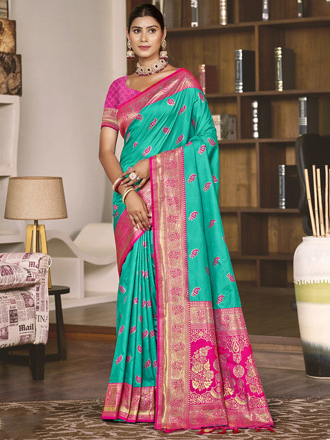 Silk Teal Green Chaitanya Silk Saree