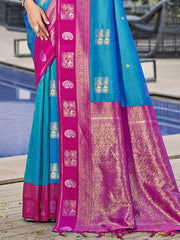 Silk Sky Blue Vijaya Silk Saree