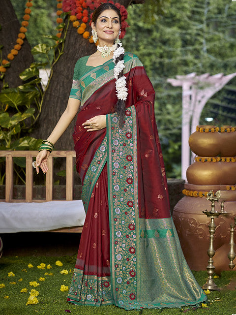 Silk Maroon Pratima Silk Saree