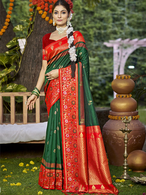 Silk Green Pratima Silk Saree