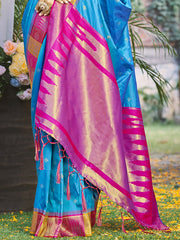 Silk Sky Blue Divya Prabha Silk Saree