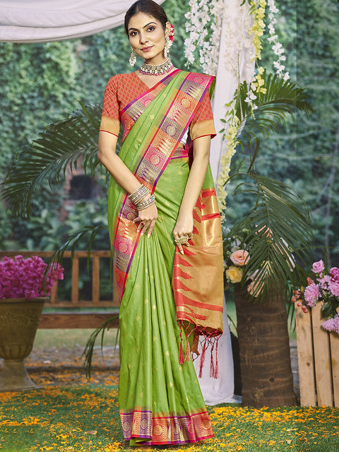 Silk Light Green Divya Prabha Silk Saree