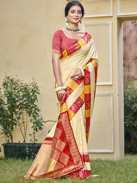 Silk Cream Chhavi Silk Saree