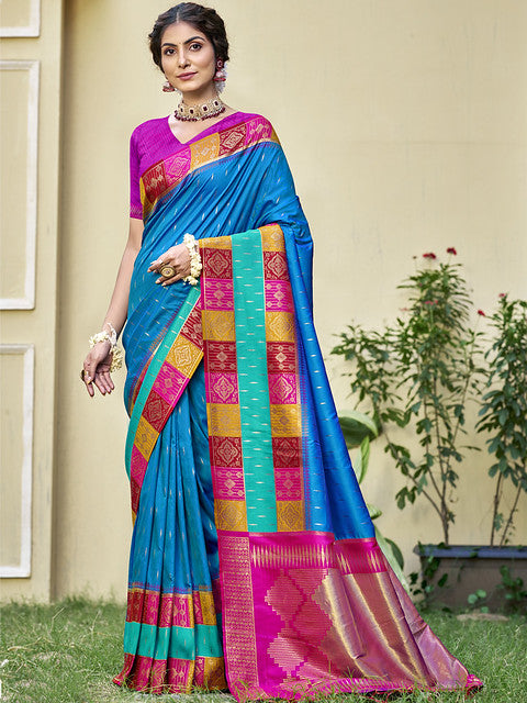 Silk Sky Blue Chhavi Silk Saree