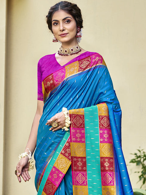 Silk Sky Blue Chhavi Silk Saree