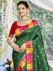 Silk Dark Green Ralempire Silk Saree