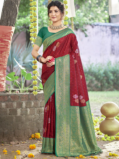 Silk Maroon Kashvi Silk Saree