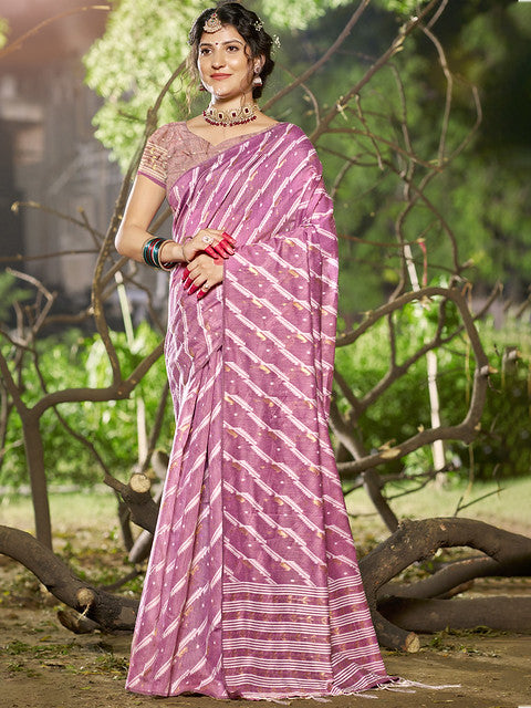 Linen Purple Silver Linen Cotton Saree