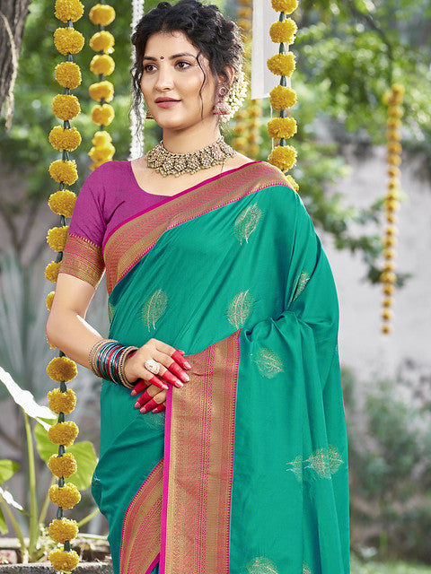 Silk Teal Green Nirmala Silk Saree