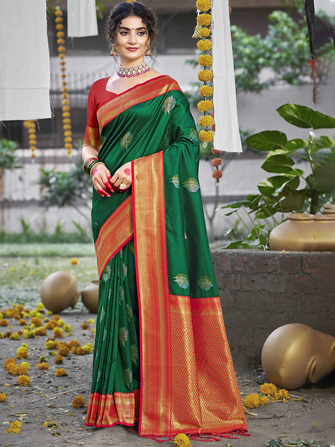 Silk Dark Green Nirmala Silk Saree