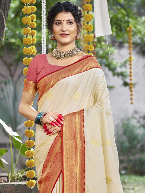 Silk Cream Nirmala Silk Saree