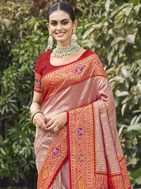 Silk Red Kartika Silk Saree