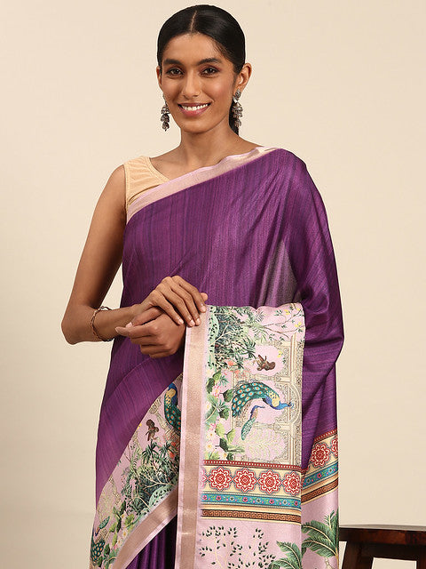 Cotton Purple Vantara Saree