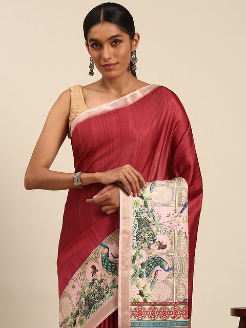 Cotton Pink Vantara Saree