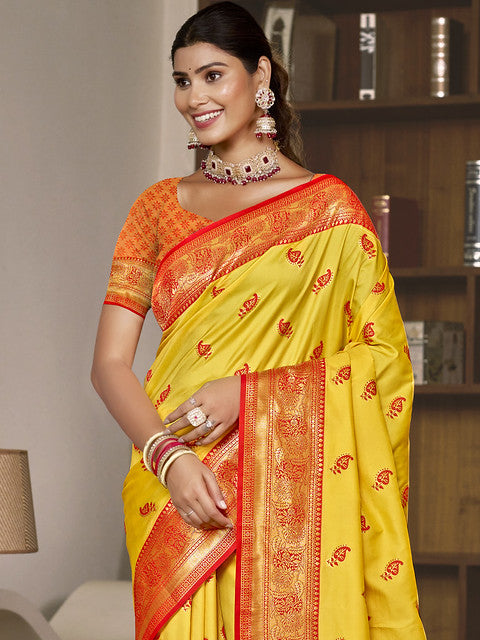 Silk Yellow Chaitanya Silk Saree